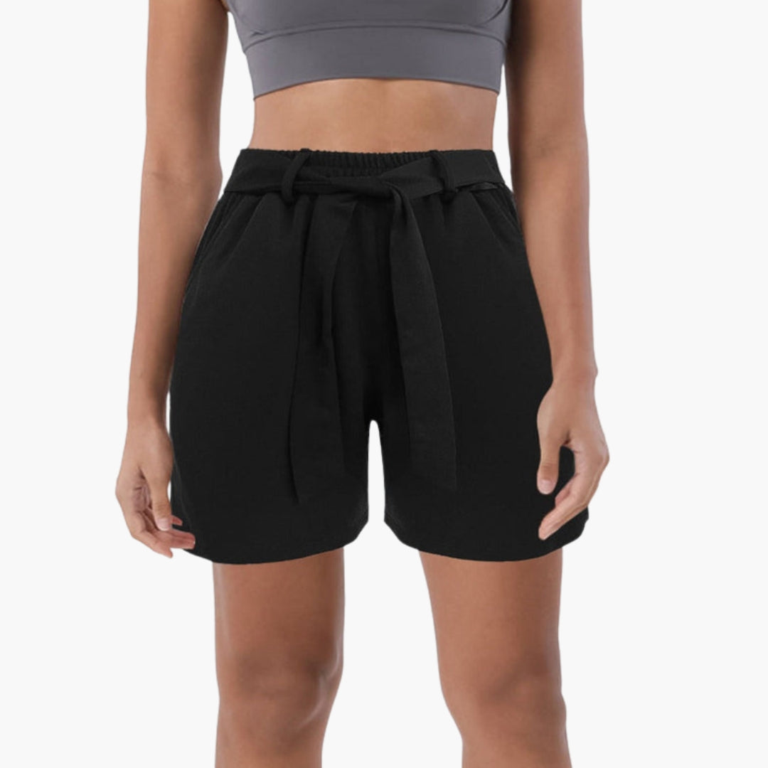 Short femme à taille élastique avec lien à nouer