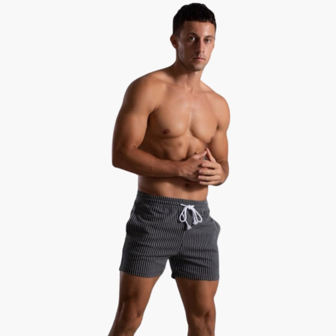 Pantaloncini da uomo con coulisse e motivo a righe