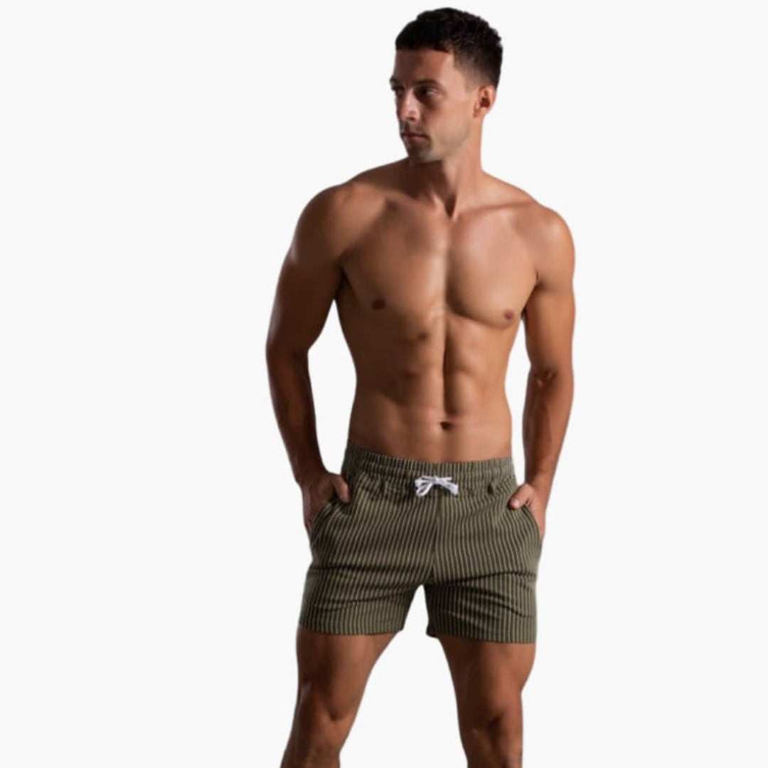 Pantaloncini da uomo con coulisse e motivo a righe