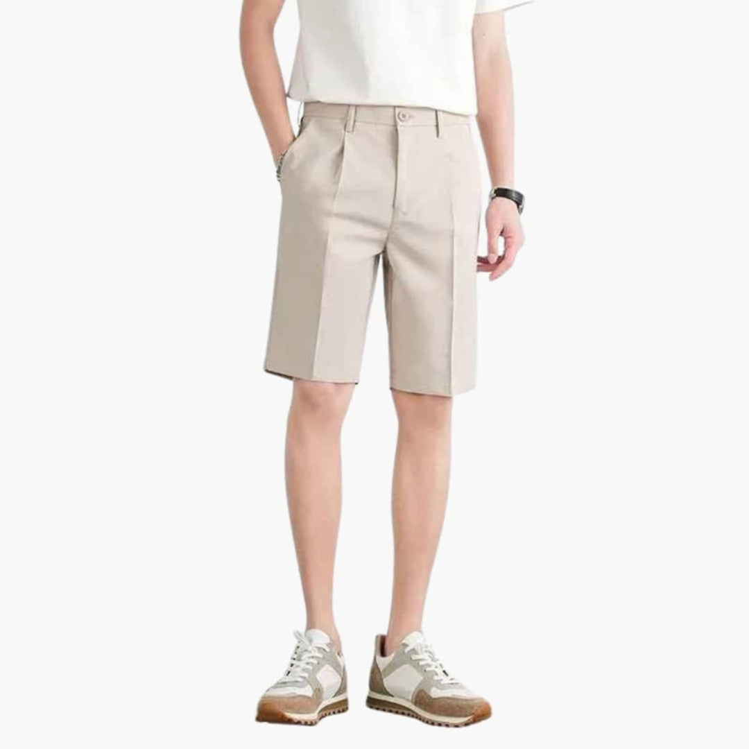 Pantaloncini da uomo a pieghe con chiusura lampo