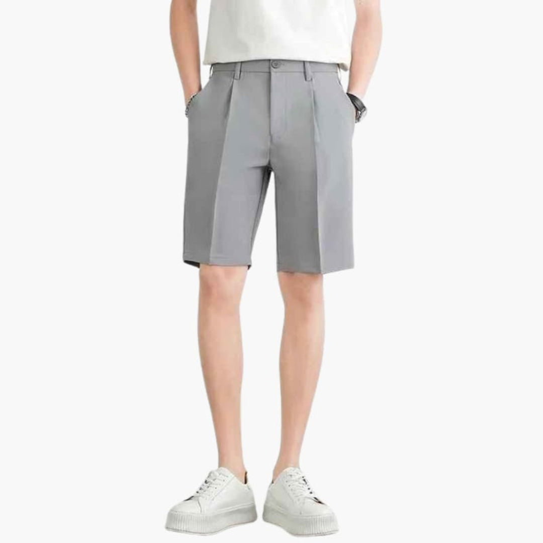 Pantaloncini da uomo a pieghe con chiusura lampo