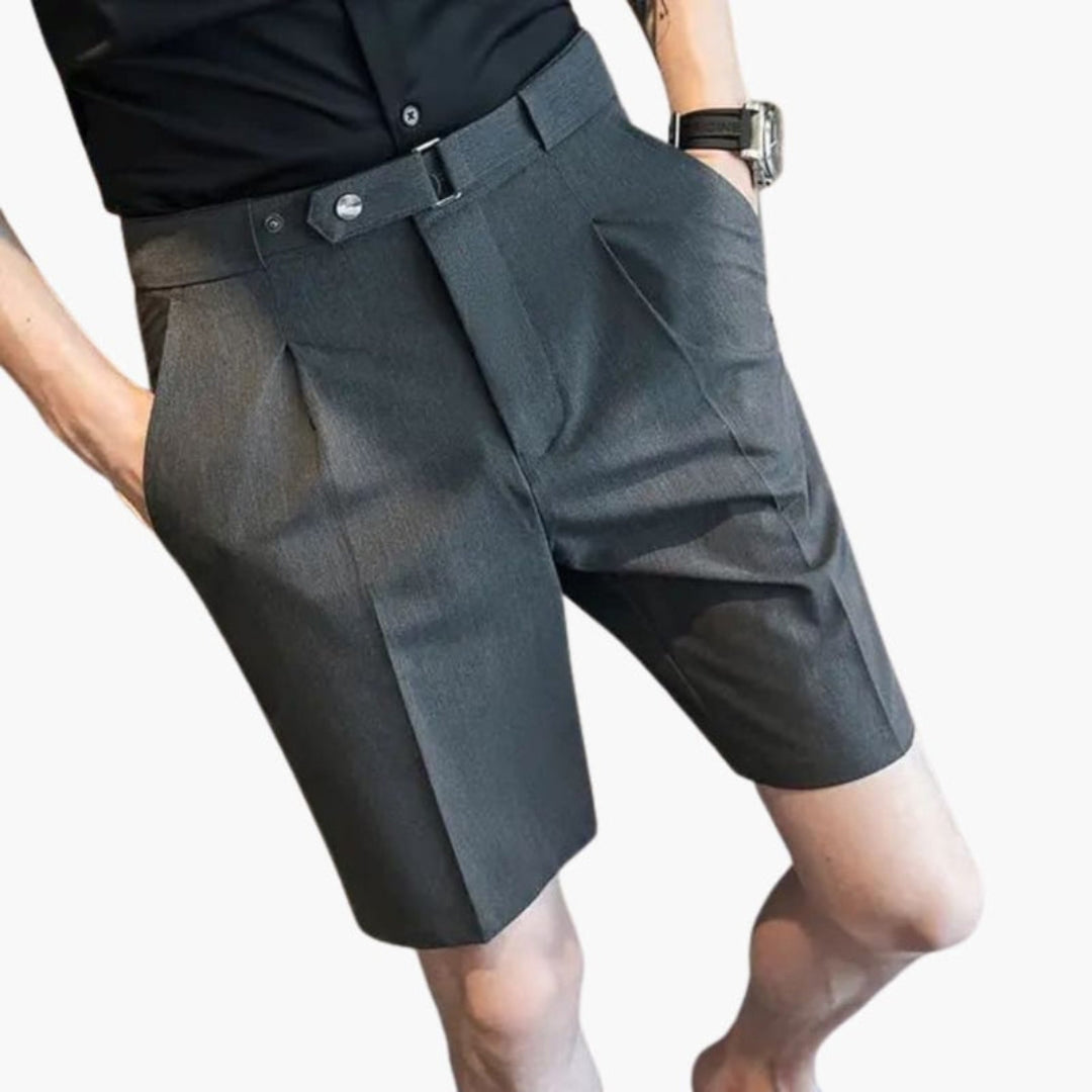 Pantaloncini da uomo a pieghe con passanti per cintura