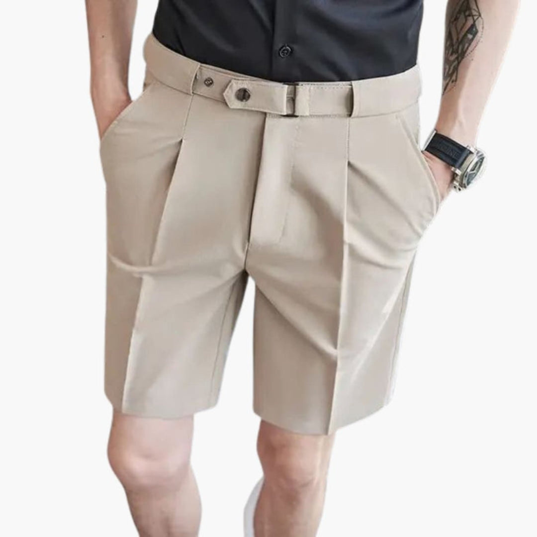 Pantaloncini da uomo a pieghe con passanti per cintura