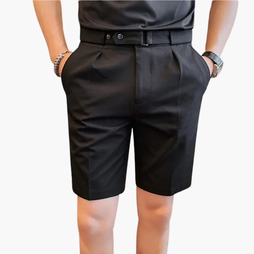 Pantaloncini da uomo a pieghe con passanti per cintura
