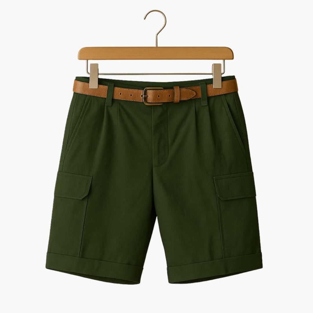 Pantaloncini da uomo con tasche cargo e vita plissettata