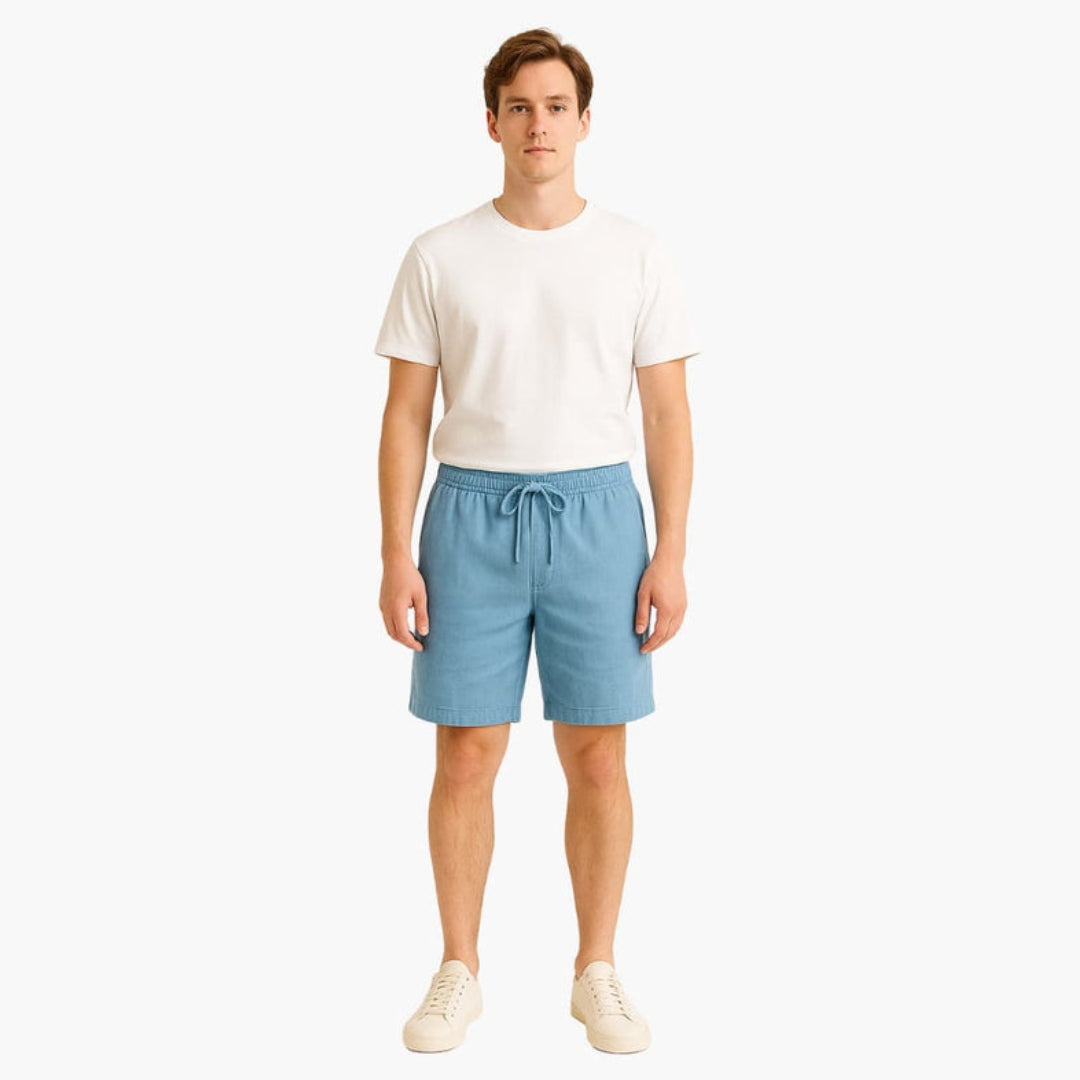 Pantaloncini uomo con superficie tinta unita e vita con cordoncino