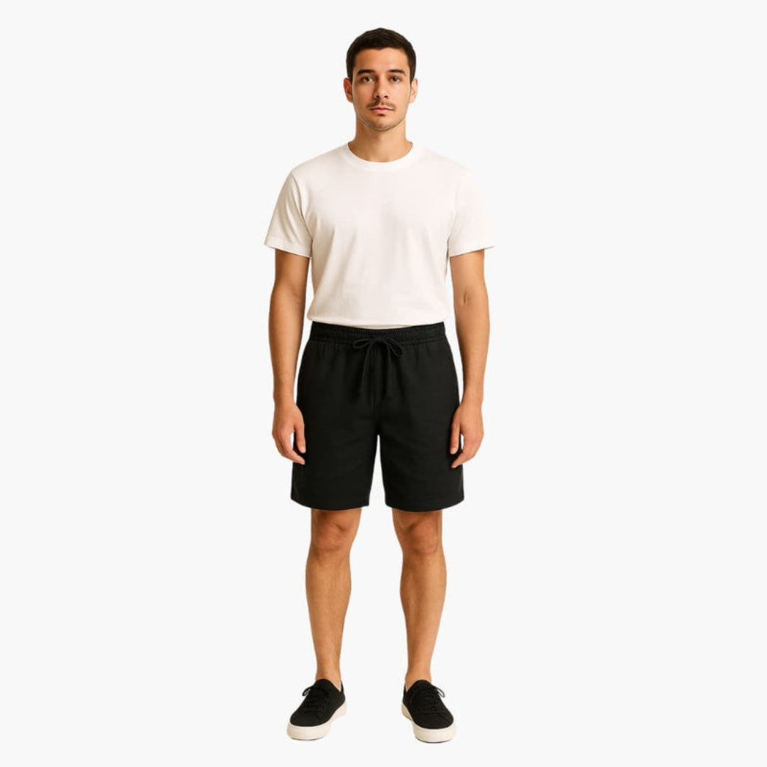 Pantaloncini uomo con superficie tinta unita e vita con cordoncino