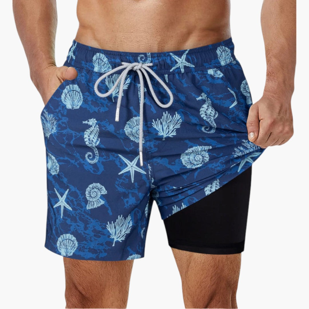 Calções de banho para homens com bolsos laterais