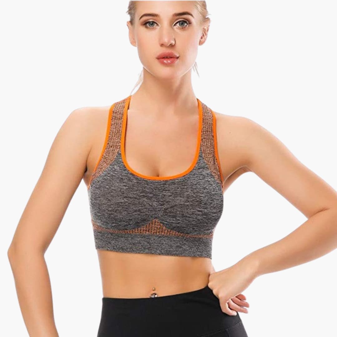 Reggiseno sportivo da donna con spalline regolabili e fascia elastica sotto il seno