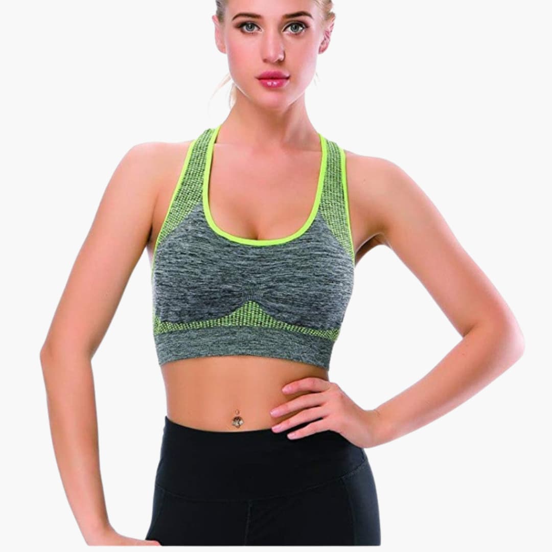 Reggiseno sportivo da donna con spalline regolabili e fascia elastica sotto il seno