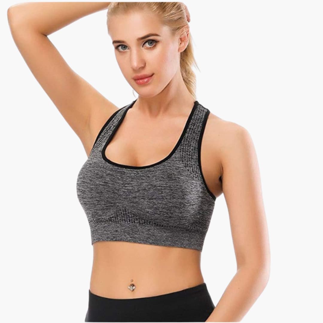 Reggiseno sportivo da donna con spalline regolabili e fascia elastica sotto il seno