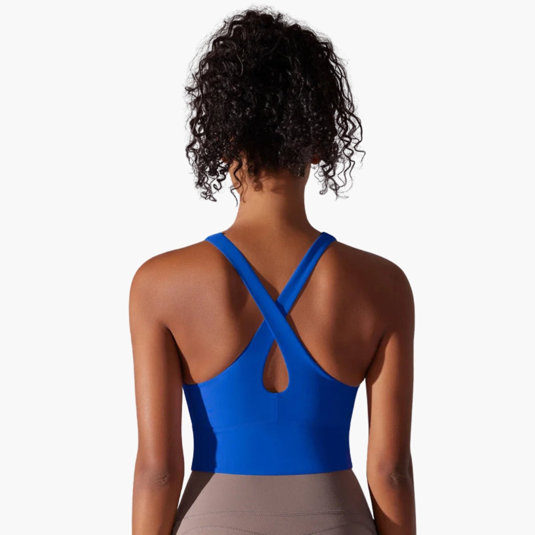 Reggiseno da yoga donna con schiena incrociata e taglio corto