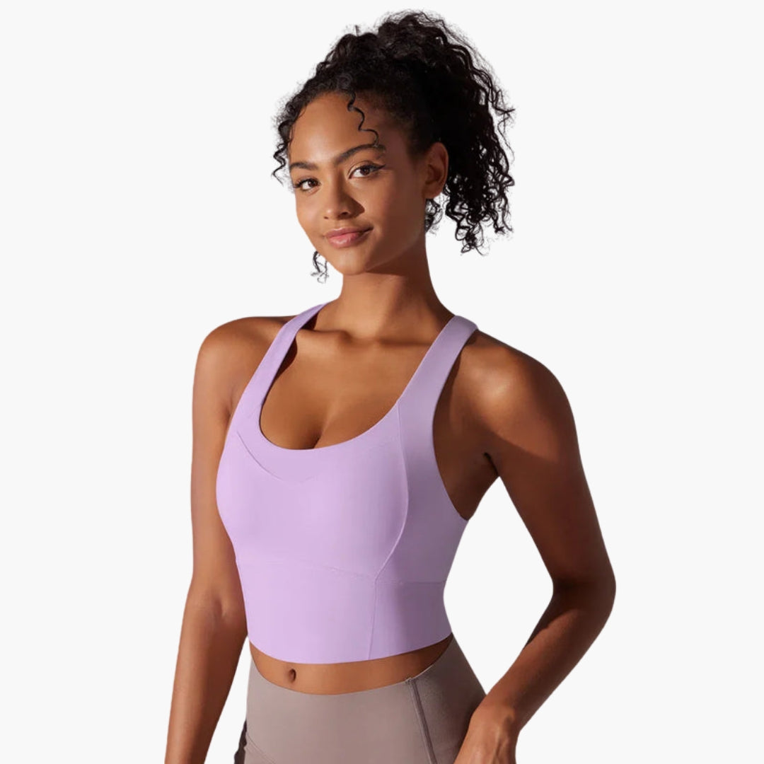 Reggiseno da yoga donna con schiena incrociata e taglio corto