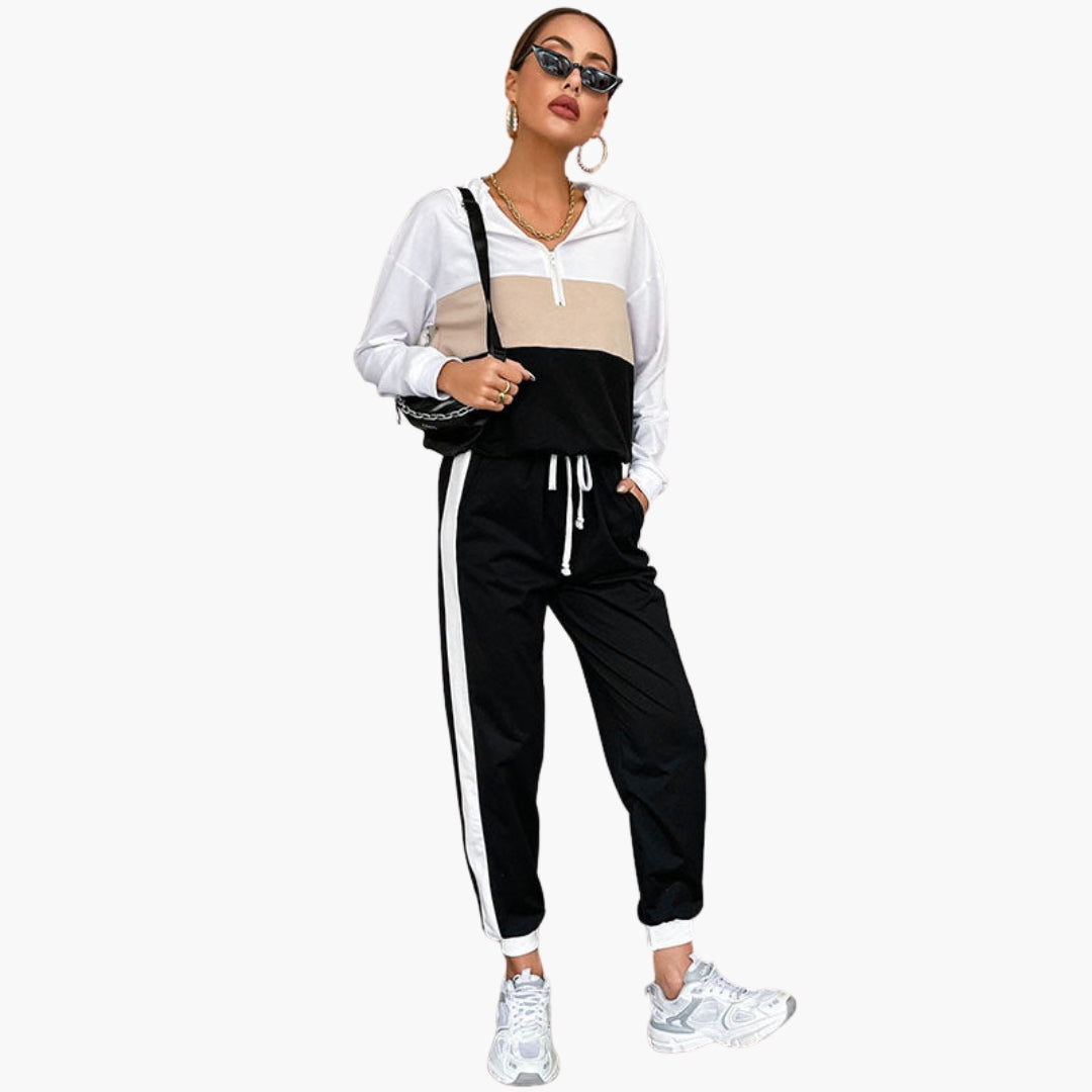 Women's tracksuit with contrasting stripes