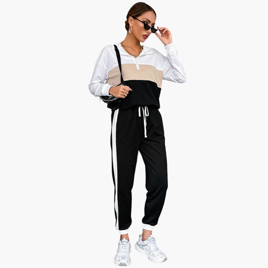 Women's tracksuit with contrasting stripes