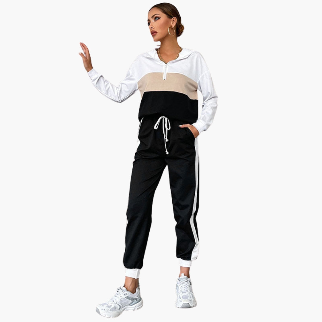 Women's tracksuit with contrasting stripes