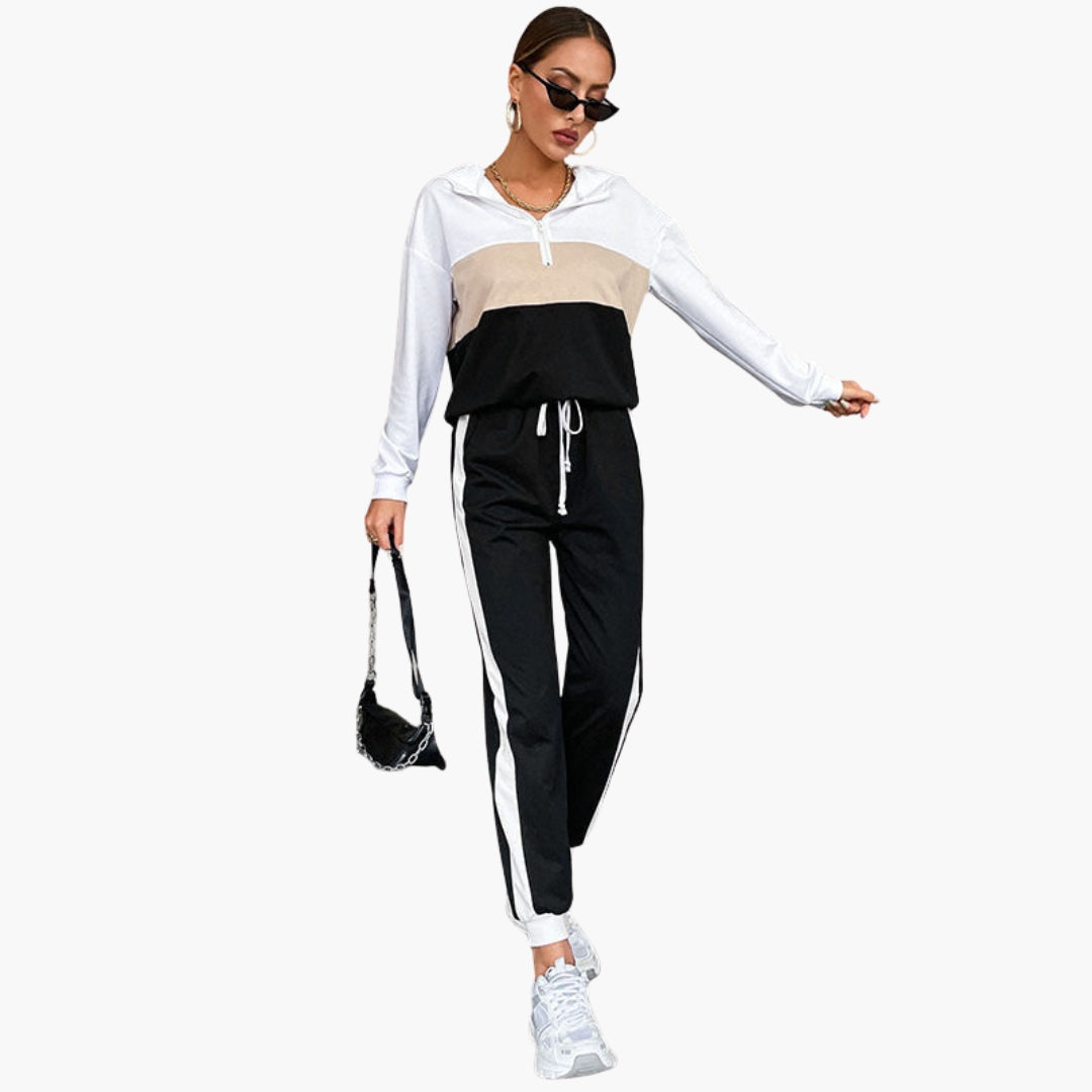 Women's tracksuit with contrasting stripes