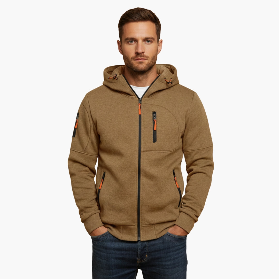Men's Zip-Up Hoodie Sweatshirt with Zipped Pockets