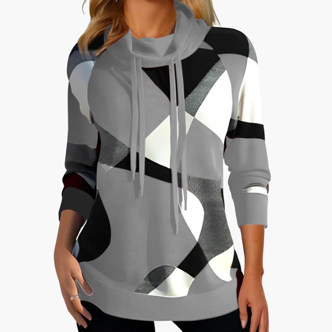 Sudadera con capucha para mujer con estampado geométrico