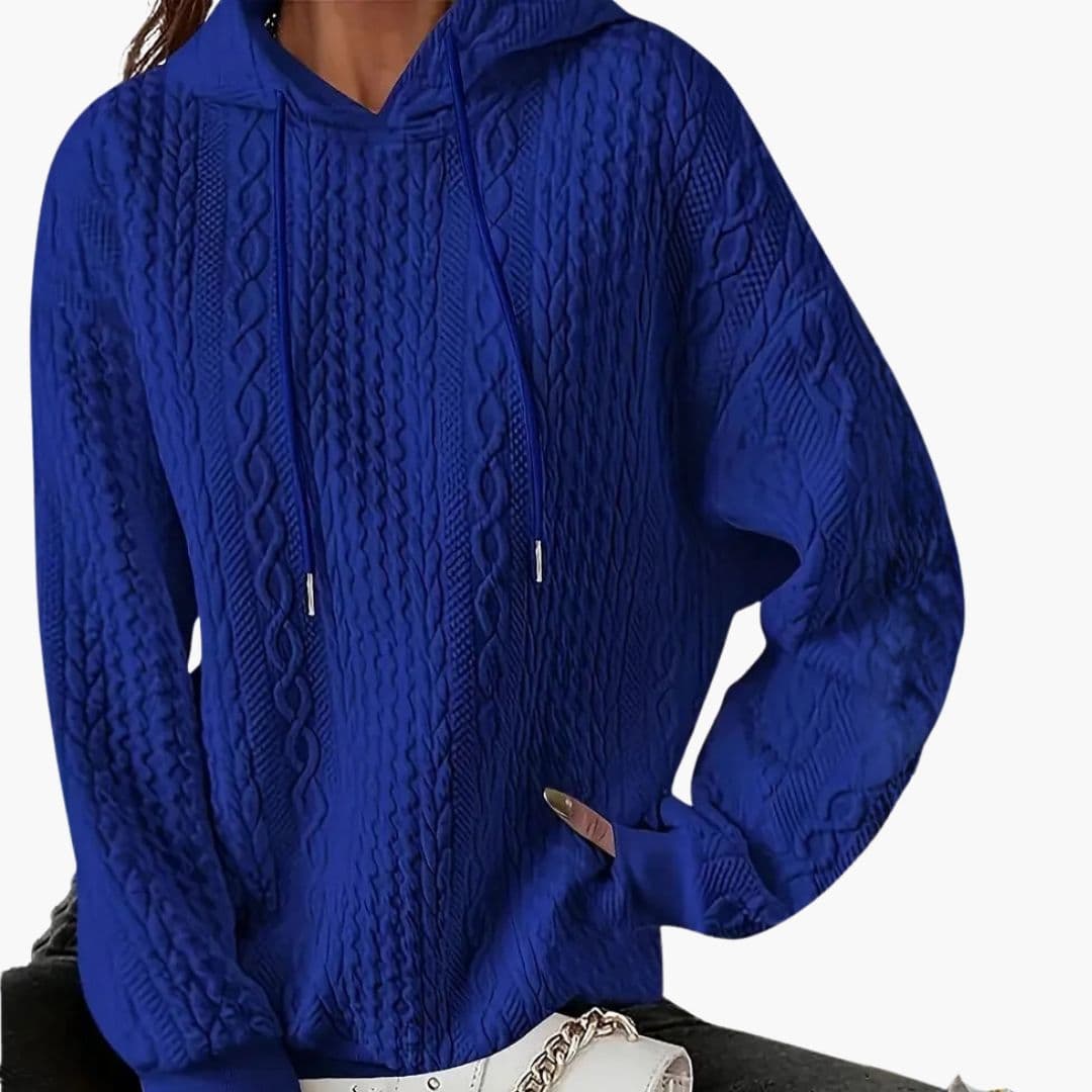 Sudadera con capucha para mujer con textura trenzada