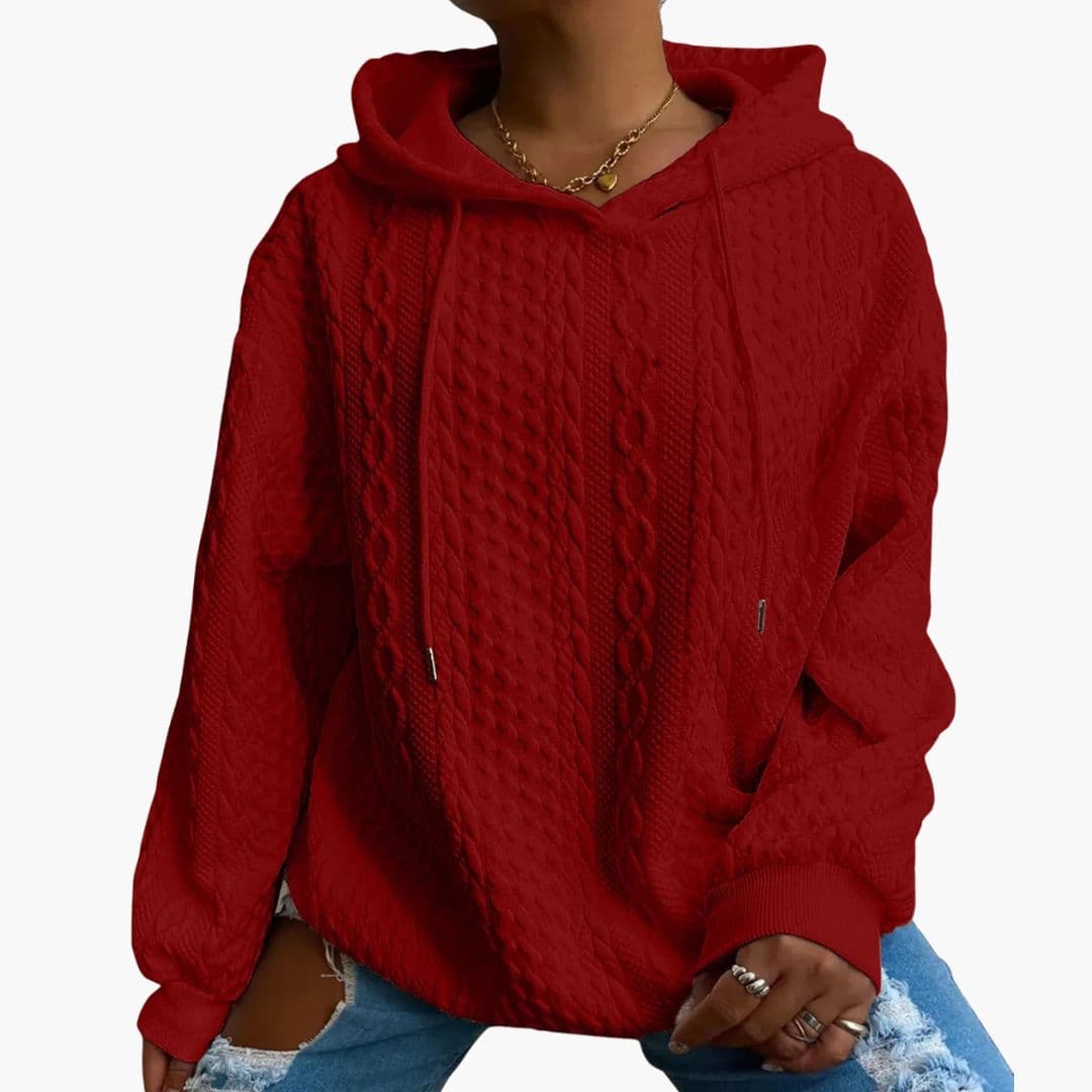 Sudadera con capucha para mujer con textura trenzada