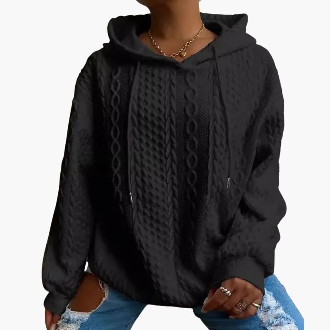 Sudadera con capucha para mujer con textura trenzada