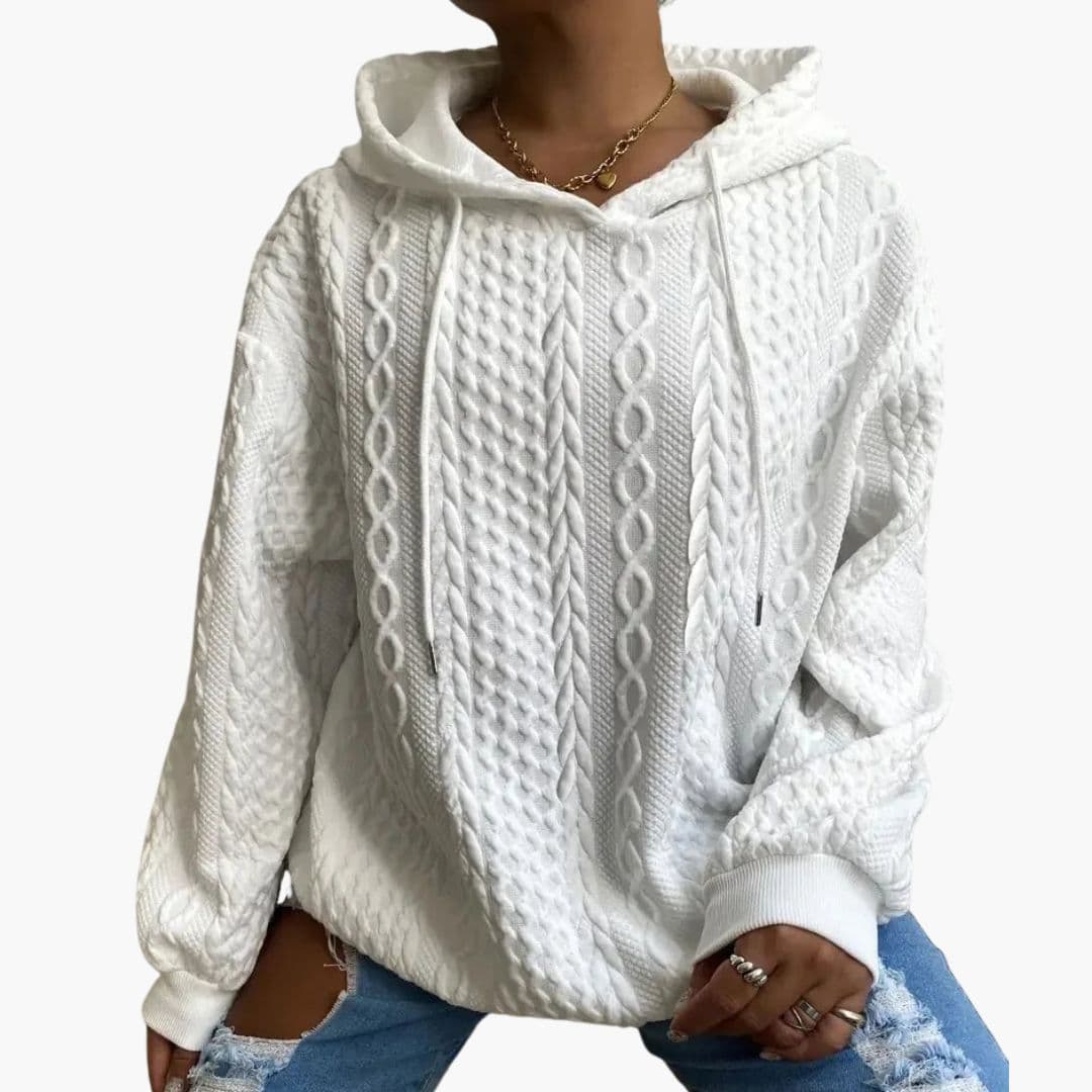 Sudadera con capucha para mujer con textura trenzada