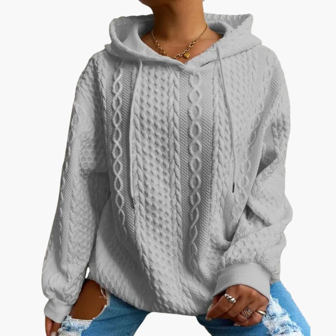 Sudadera con capucha para mujer con textura trenzada