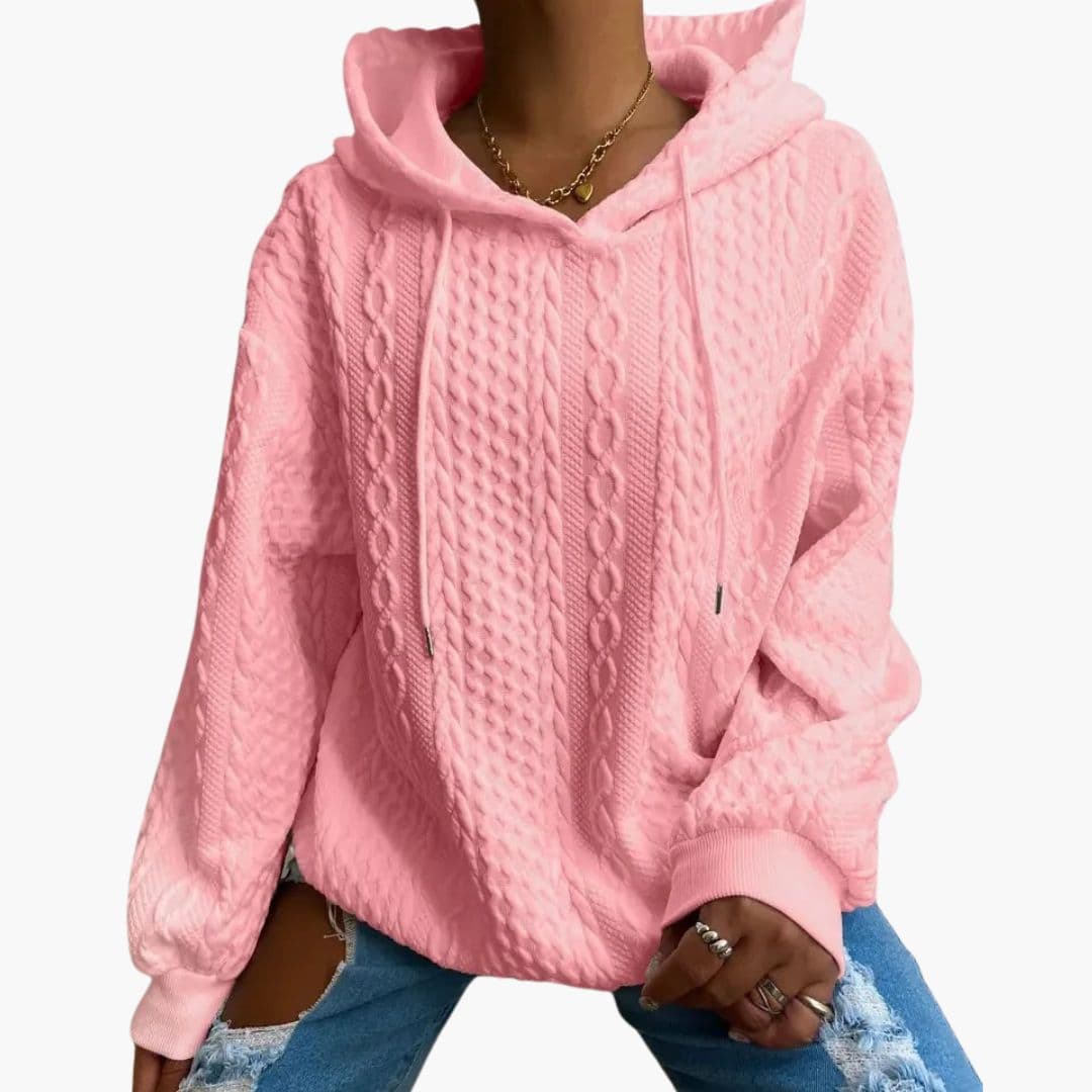 Sudadera con capucha para mujer con textura trenzada