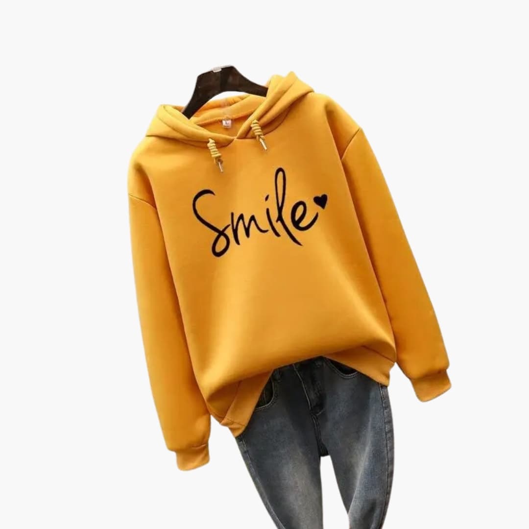 Sudadera con capucha para mujer con estampado y mangas largas