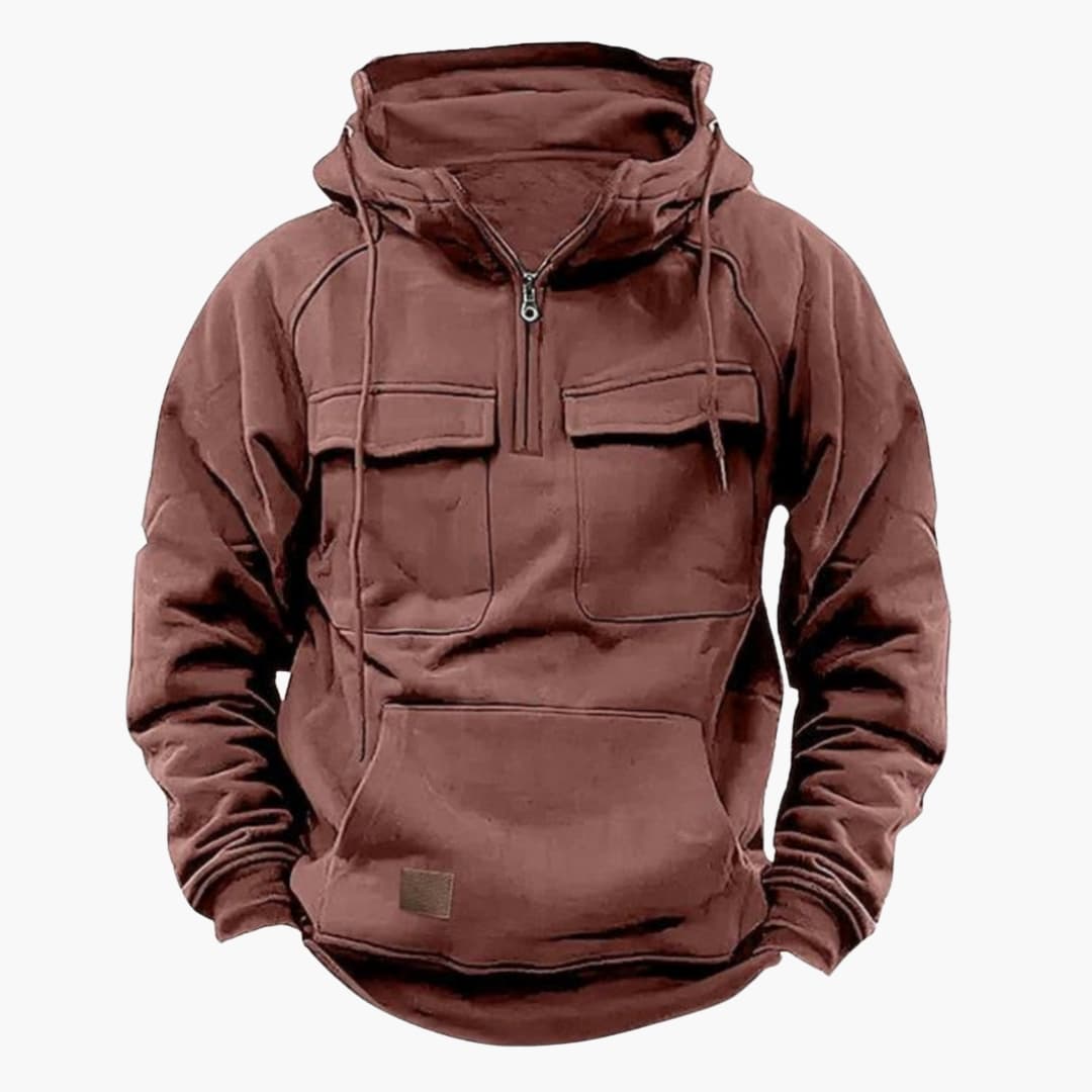 Sweat à capuche homme avec demi-zip et poche kangourou