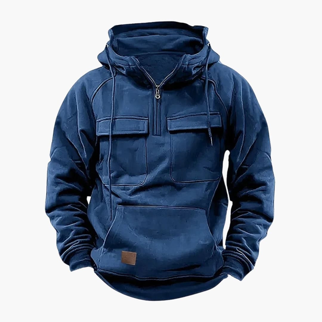 Sweat à capuche homme avec demi-zip et poche kangourou