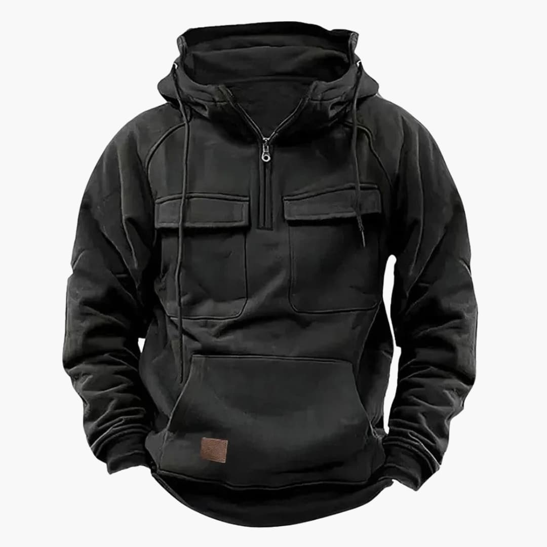 Sweat à capuche homme avec demi-zip et poche kangourou