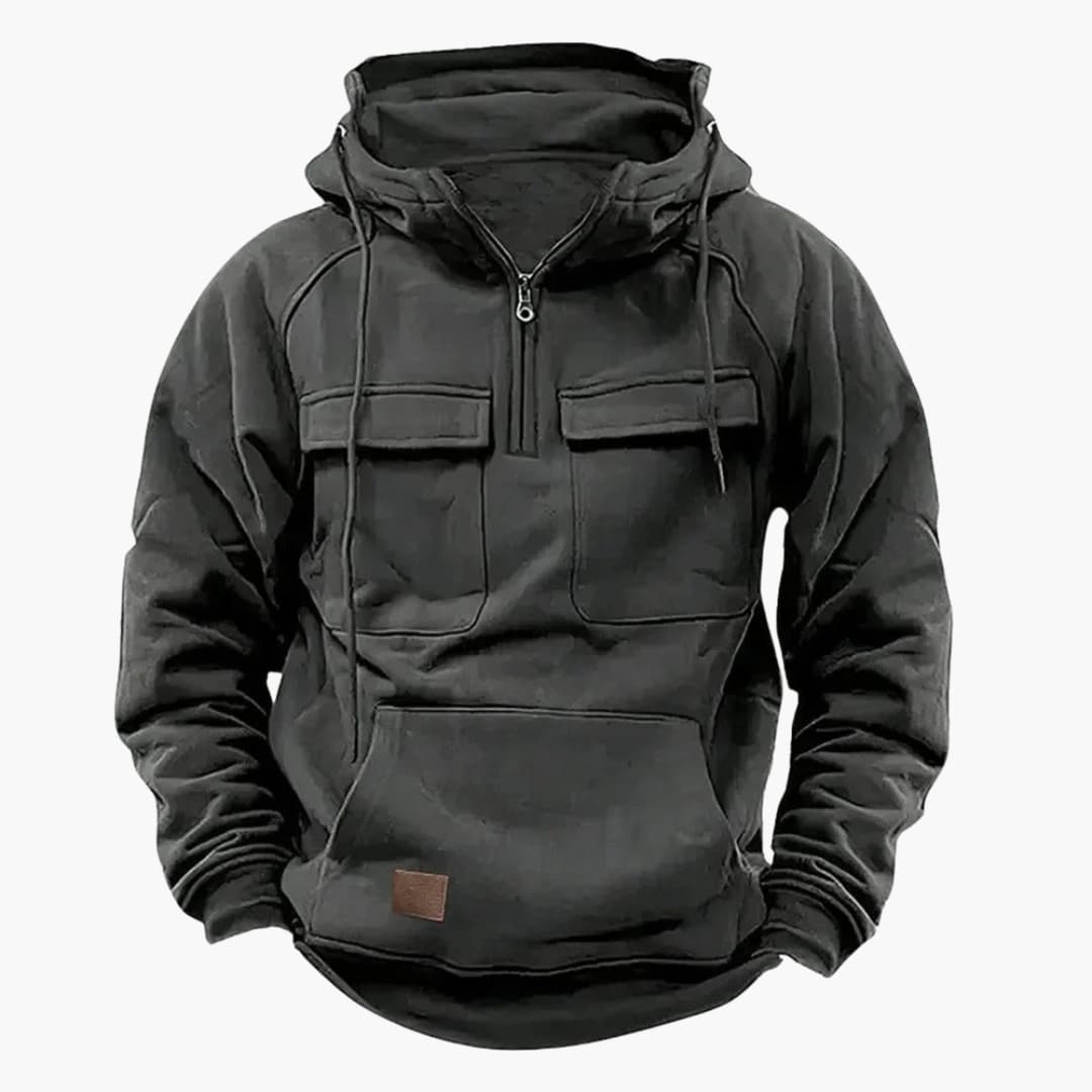 Sweat à capuche homme avec demi-zip et poche kangourou