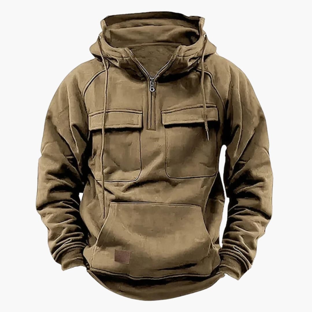 Sweat à capuche homme avec demi-zip et poche kangourou