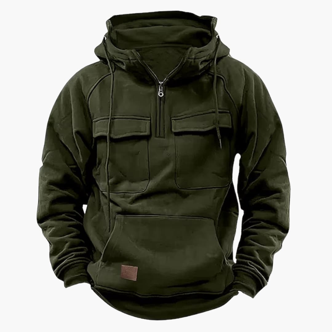 Sweat à capuche homme avec demi-zip et poche kangourou