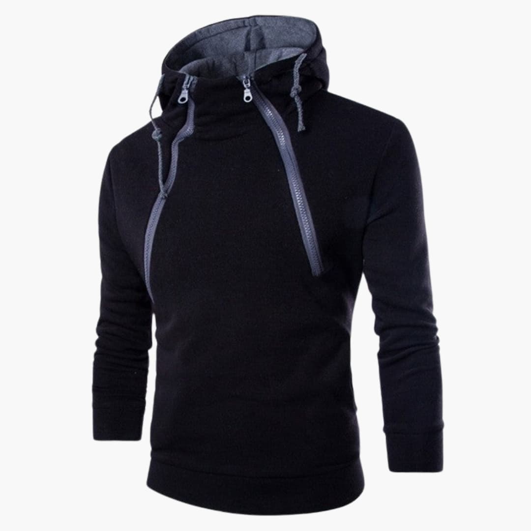 Sweat à capuche moderne pour homme avec fermeture zippée asymétrique