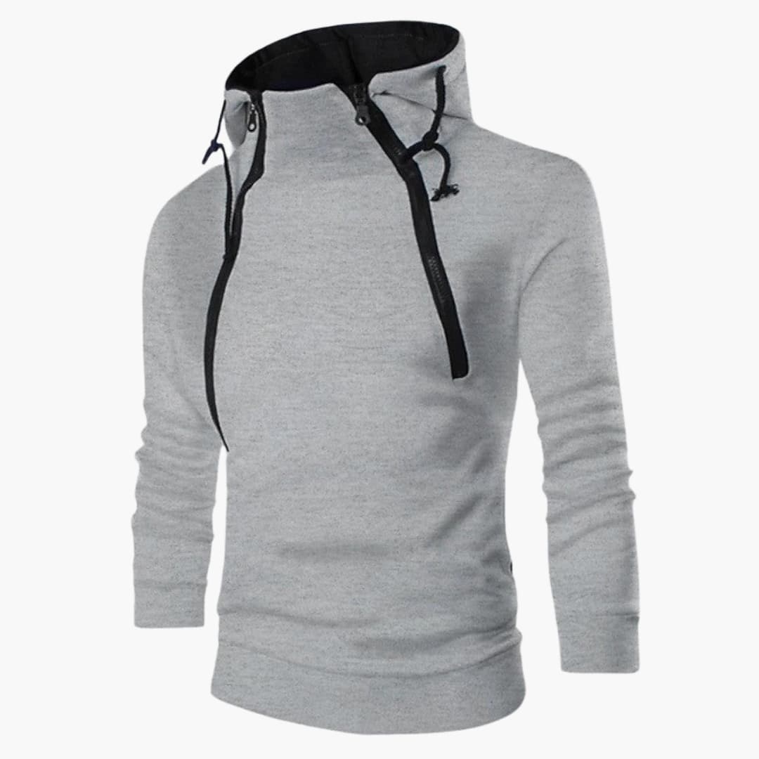 Sweat à capuche moderne pour homme avec fermeture zippée asymétrique