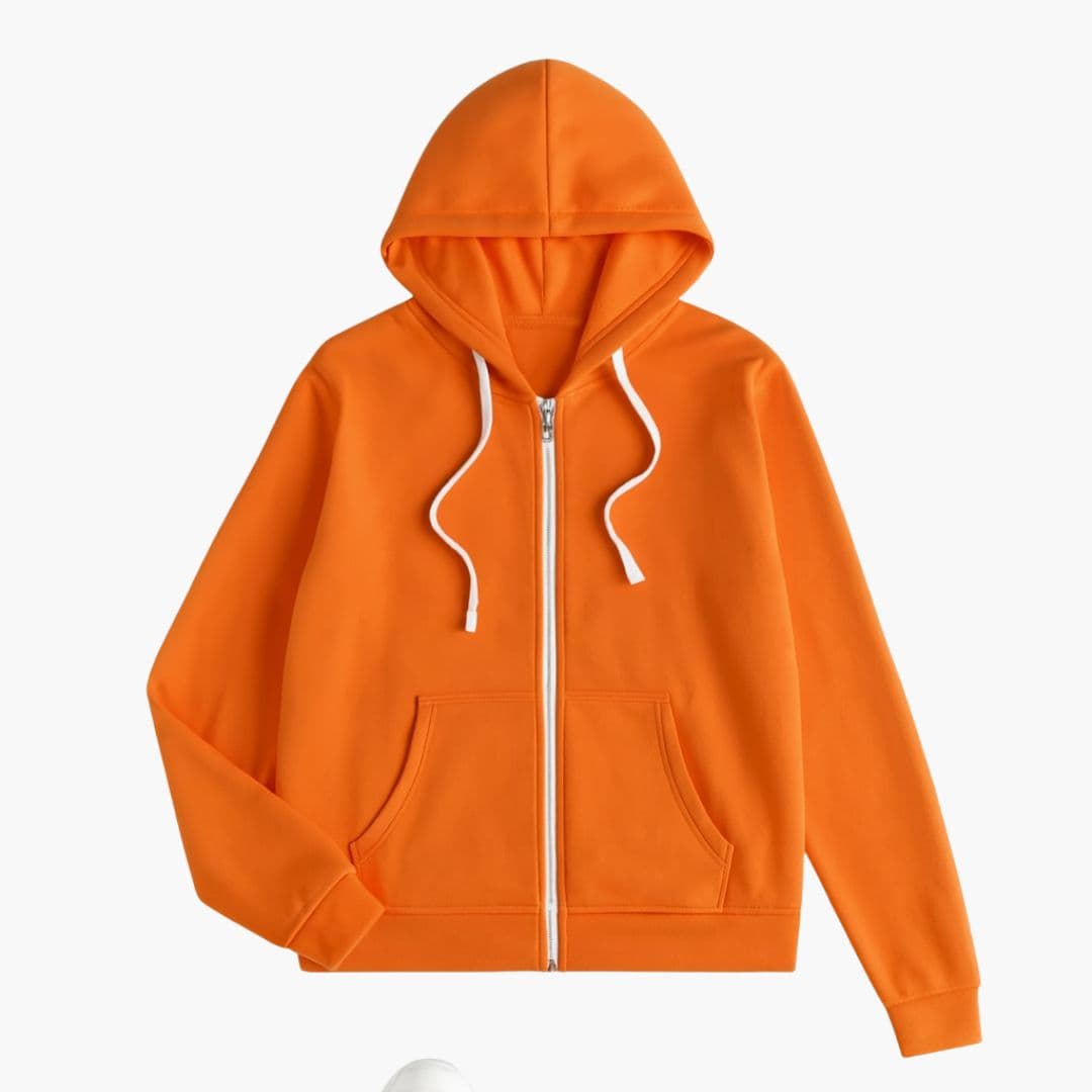 Sudadera con capucha con cremallera para mujer con bolsillos delanteros