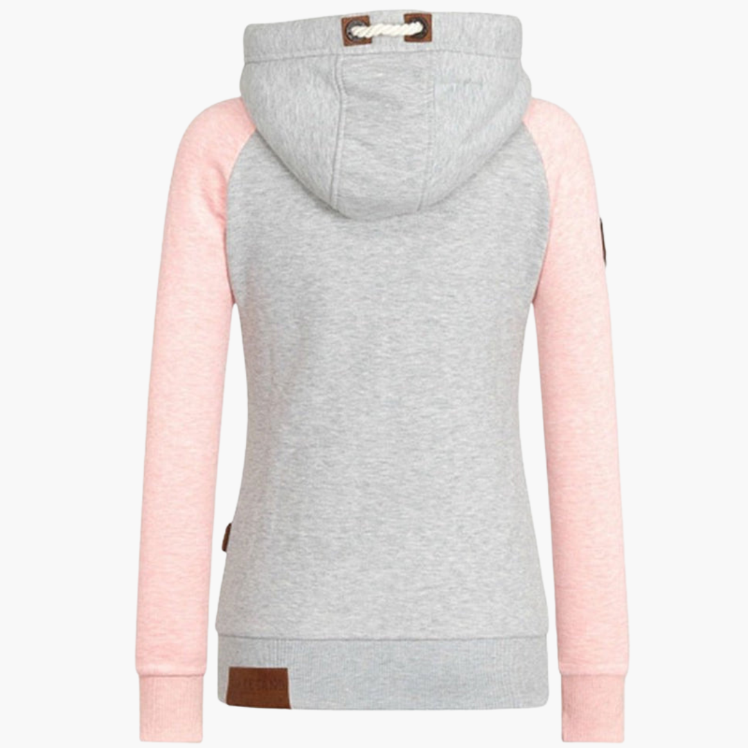 Felpa con cappuccio e zip da donna con coulisse