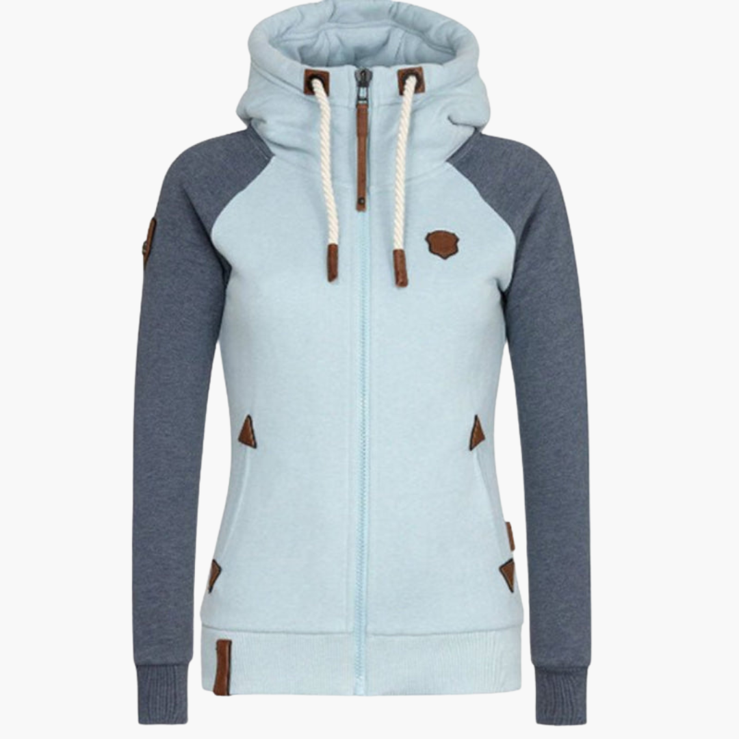Felpa con cappuccio e zip da donna con coulisse
