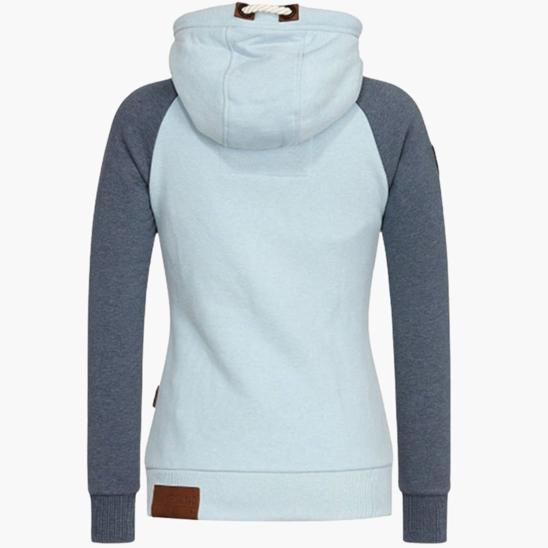 Felpa con cappuccio e zip da donna con coulisse