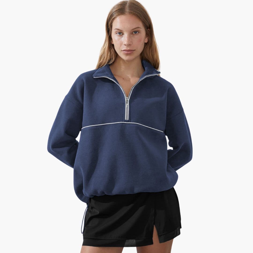Sudadera deportiva para mujer con cuello alto y cierre de cremallera