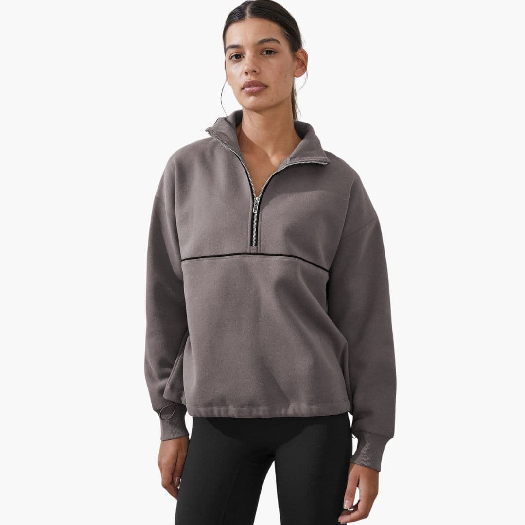 Sudadera deportiva para mujer con cuello alto y cierre de cremallera