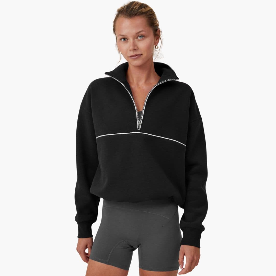Sudadera deportiva para mujer con cuello alto y cierre de cremallera
