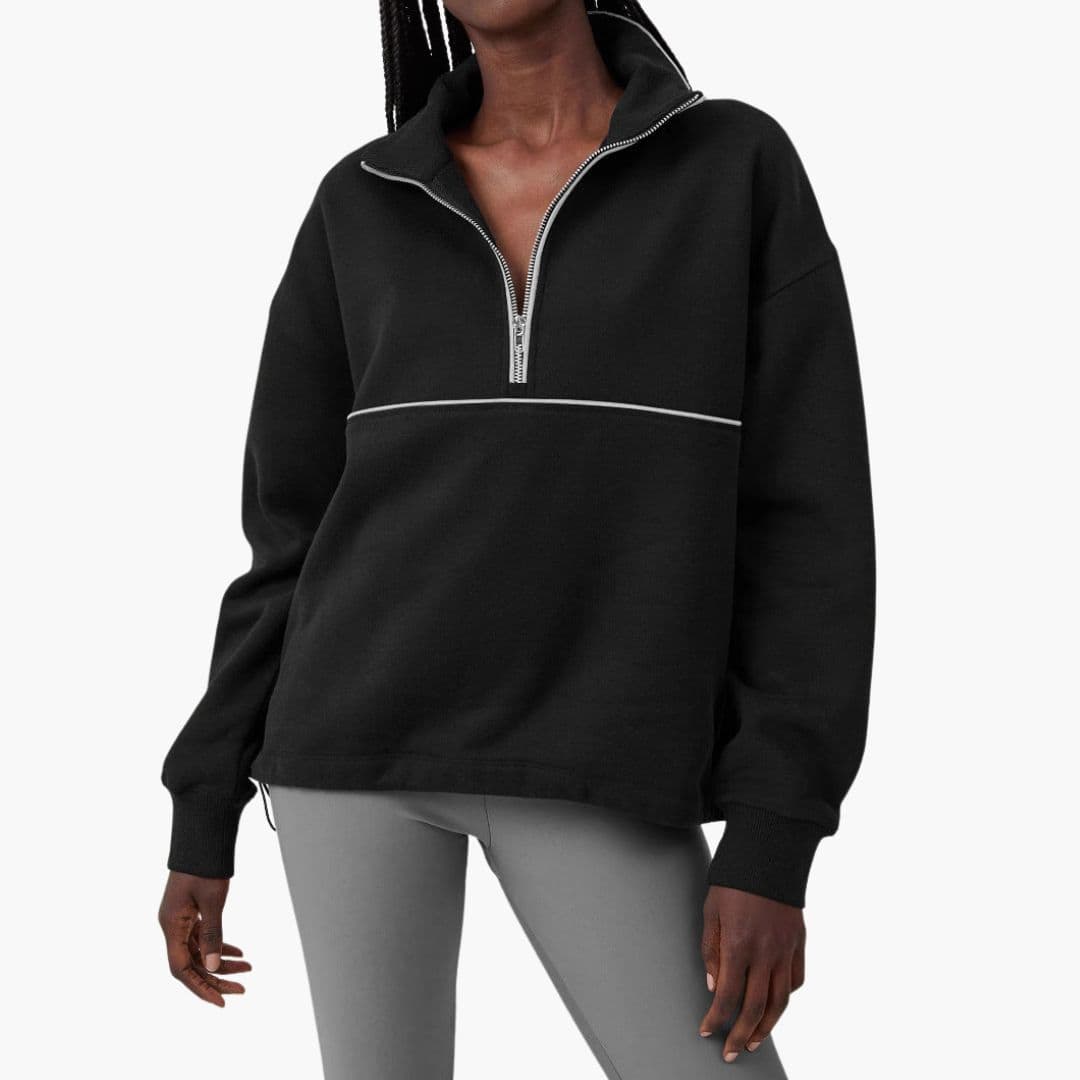 Sudadera deportiva para mujer con cuello alto y cierre de cremallera