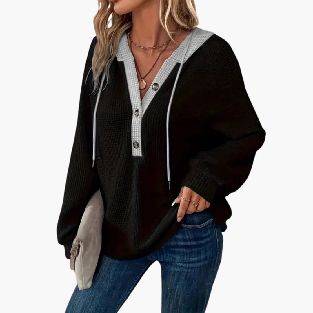 Sweat femme à capuche et doublure contrastante