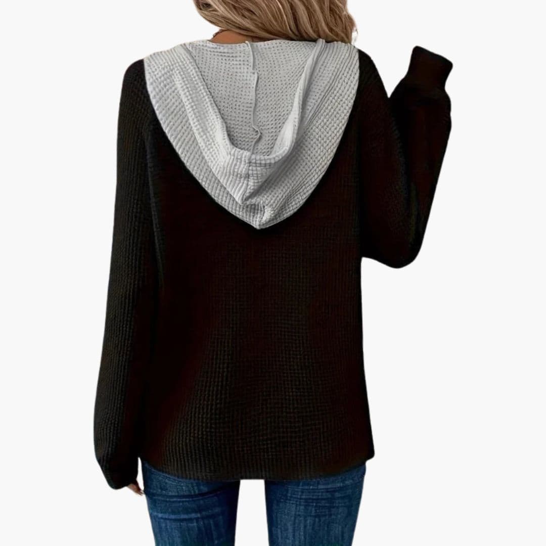 Sweat femme à capuche et doublure contrastante