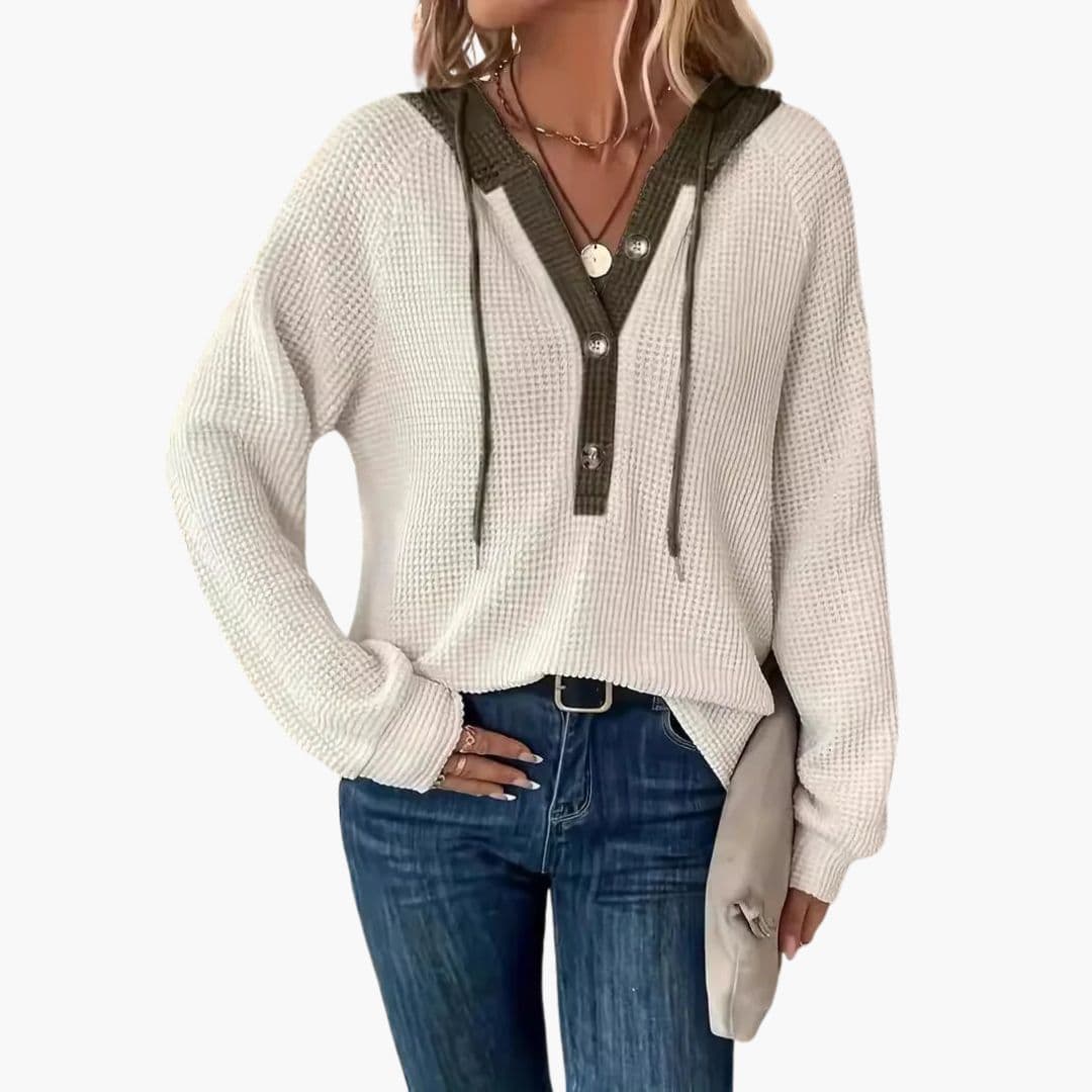 Sweat femme à capuche et doublure contrastante