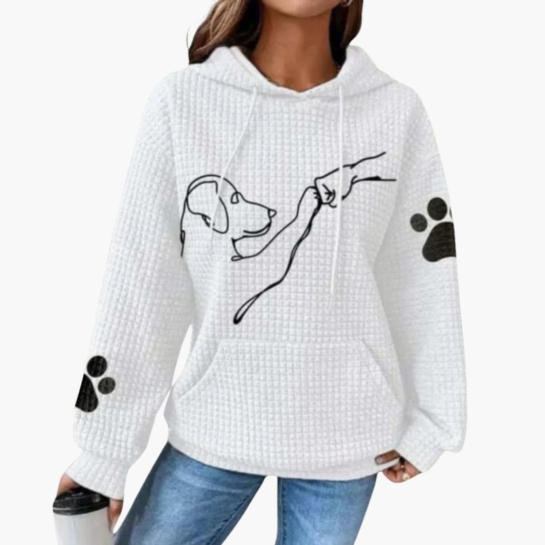 Sweat feminino com capuz e superfície lisa